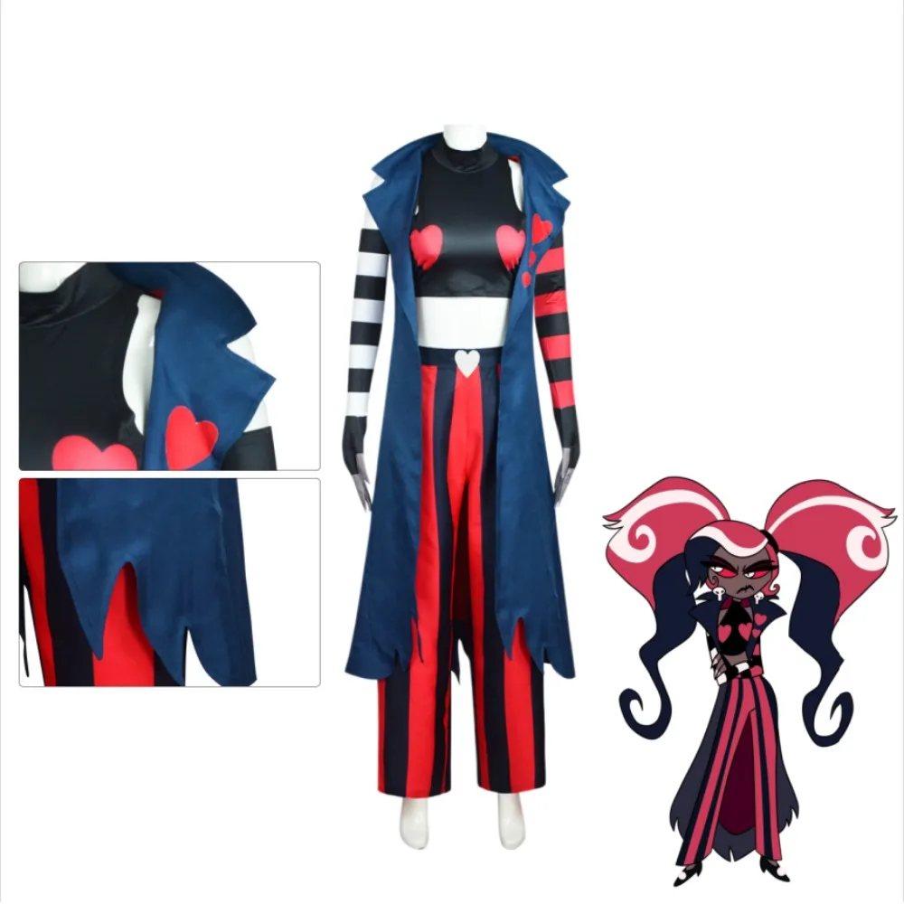 

Hazbin Hotel Velvette Velvet Same Style Cosplay Costume Trench Coat Gloves Set Adult Women Halloween Carnival Stage Party Wear