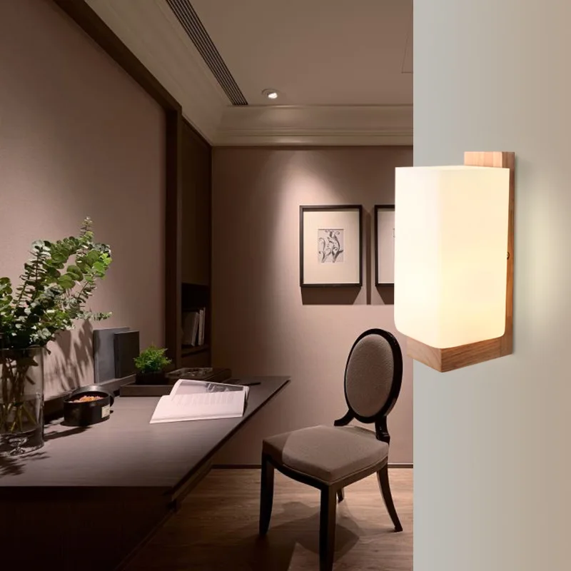 LED Wall Lamp Acrylic Aisle Corridor Light Square Solid Wood Bedroom
