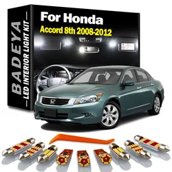 17Pcs Car LED Interior Reading Door Light Kit For Honda Accord 8 VIII MK8 8th Gen 2008 2009 2010 2011 2012 Vanity Mirror Lamp