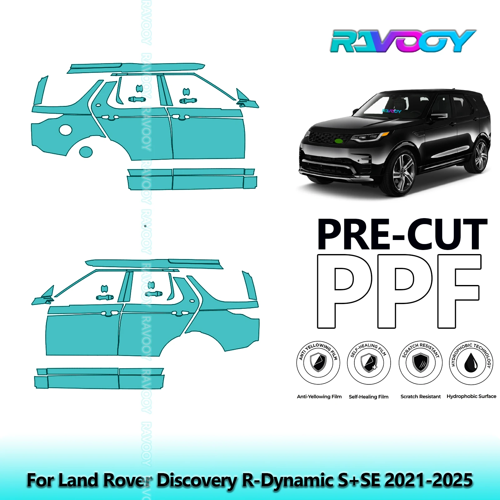 

For Land Rover Discovery R-Dynamic S+SE 2021-2025 8.5mil Pre-Cut PPF Door & A/B Pillar Kit TPU Paint Protection Film Set