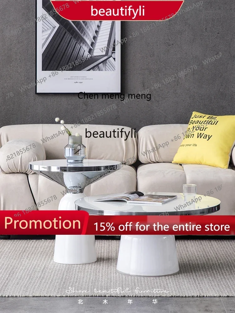 

Glass Bell Tea Table Combination round Nordic Living Room Creative Side Table 1001