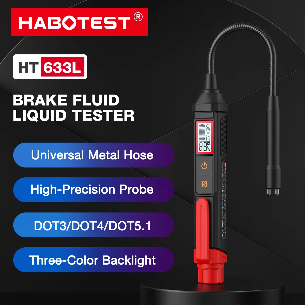 3-Farben-Hintergrundbeleuchtung Tragbarer Digitaler Bremsflüssigkeitstester Präziser Auto-Bremsöltester mit Ton- und Lichtalarm DOT3 DOT4 DOT5.1 – Detail 31
