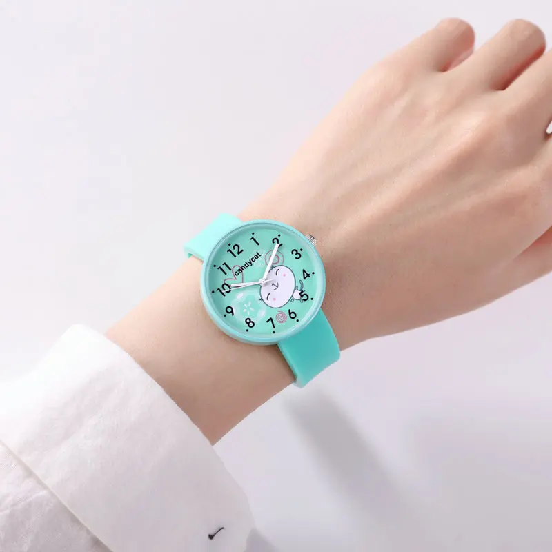 Candycat-reloj con correa de silicona suave para niños y niñas, accesorio con dibujos animados, impermeable, para estudiantes, 3D, regalo