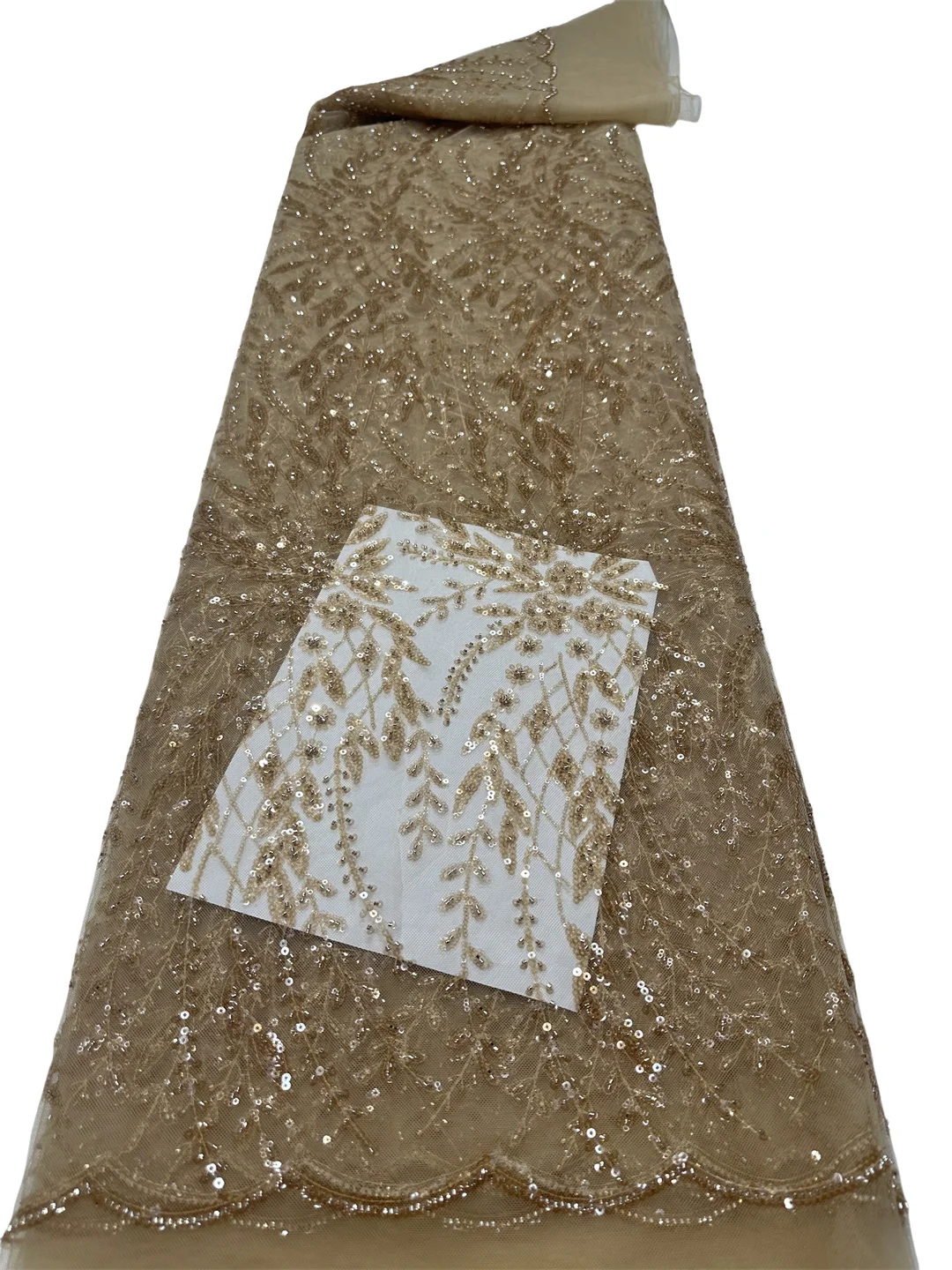 

Luxury African Sequin Beaded Lace Fabric 2025 High Quality Groom Nigerian Wedding Bridal Embroidery French Tulle Sewing