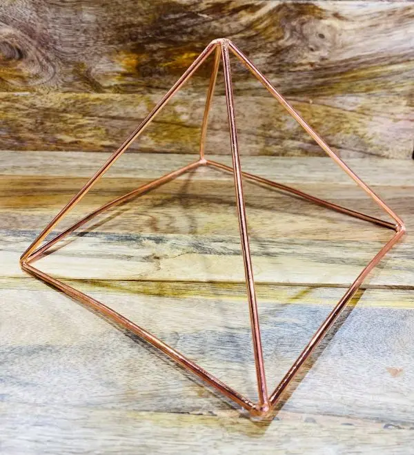 Custom‑Built Copper Tube Pyramid, Gold‑Plated Traditional Abstract Geometric Home Decor Ornament