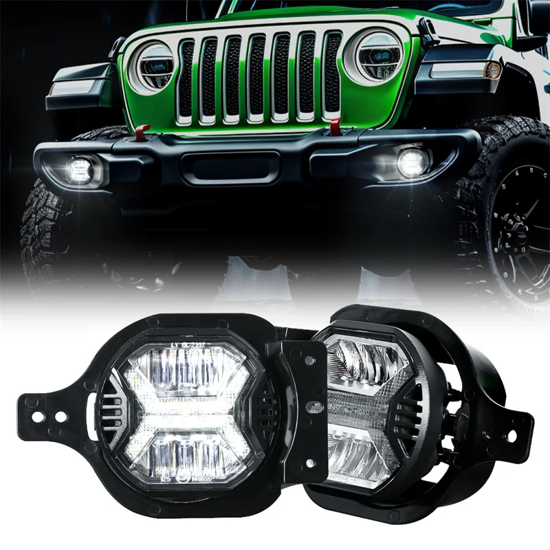 2pcs 4 Inch Car Front Fog Lights Day Light For Jeep Wrangler JL JLU Rubicon Sahara 2018+ JK TJ LJ Hummer H1 H2 Dodge Chrysler