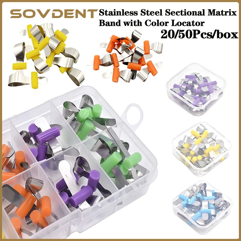 20/50pcs Dental Orthodontic Forming Sheet Sectional Contoured Metal Matrices with Positioning for Dentist Adult/Children