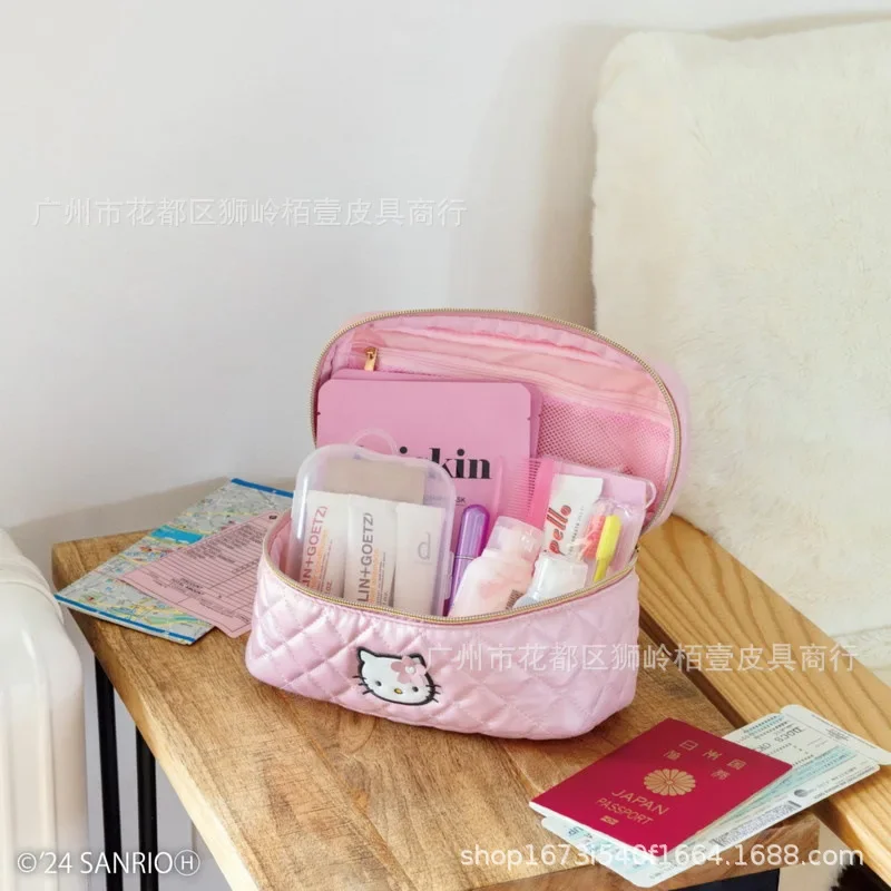 بو حقيبة مستحضرات التجميل مرحبا كيتي جديد الكرتون لطيف حمل حقيبة Kawaii الفتاة القلب حقيبة التخزين سعة كبيرة حقيبة مستحضرات تجميل أنيمي