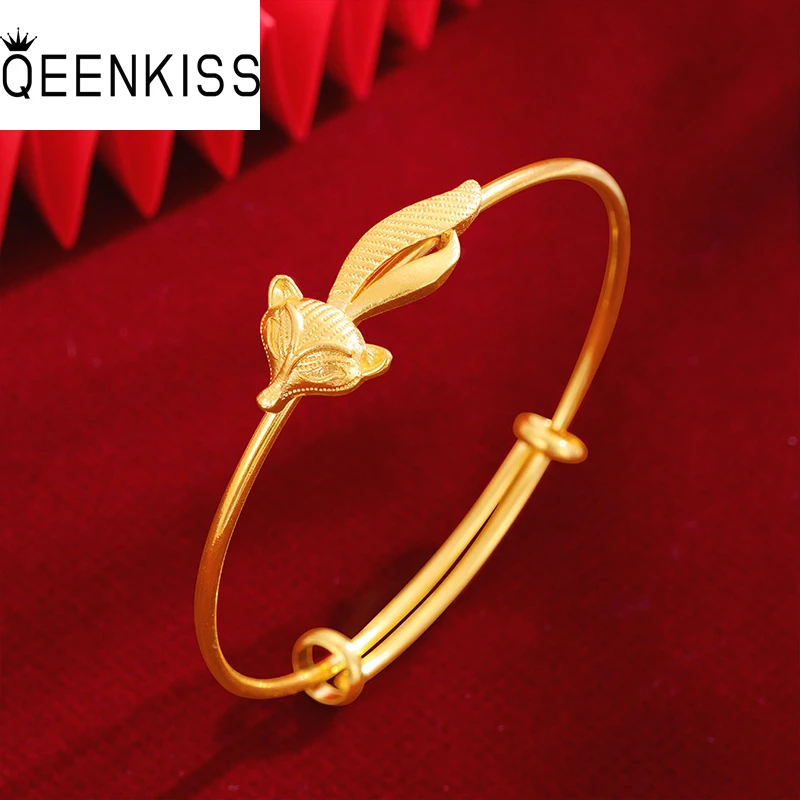 

QEENKISS Gold Cute Fox Bracelet Bangle For Women Wedding Party Birthday Christmas Bride Mother Ladies Girlfriend Gifts BT5314