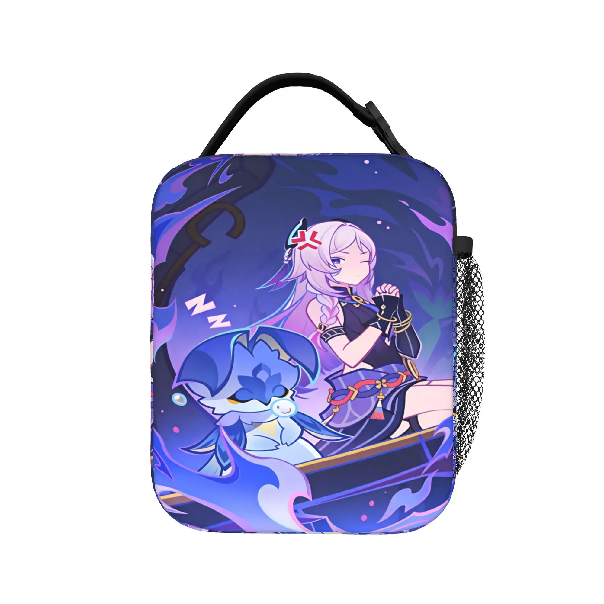 Genshin Impact Lunch Bag Game Character Cute Lunch Box For Girls Picnic Convenient Cooler Bag Oxford Print Thermal Tote Handbags