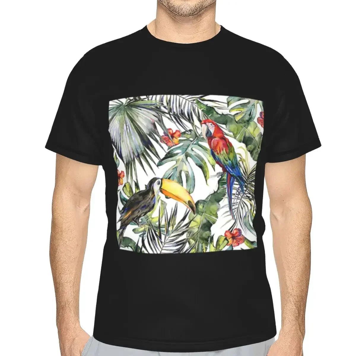 Tropical Jungle polyester T-Shirt Men'sFunny T Shirts Men O-Neck Short Sleeve
