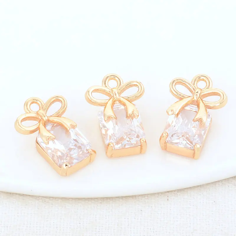 10*15MM 14K Gold Color Brass and Zircon Bowknot Charms Pendants Necklace Earings Jewelry Making Supplies Diy Accessories image 4