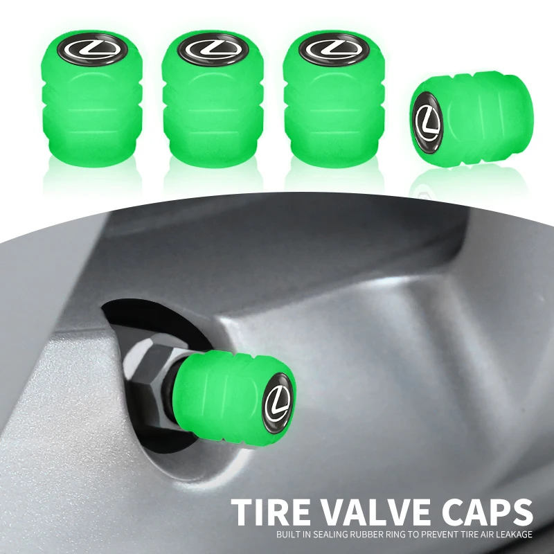 4 tapas luminosas para válvulas de neumáticos de coche, decoración fluorescente que brilla en la noche para Lexus F-SPORT ES RX NX LS UX LM LX GX LC RZ IS CT GS RC HS