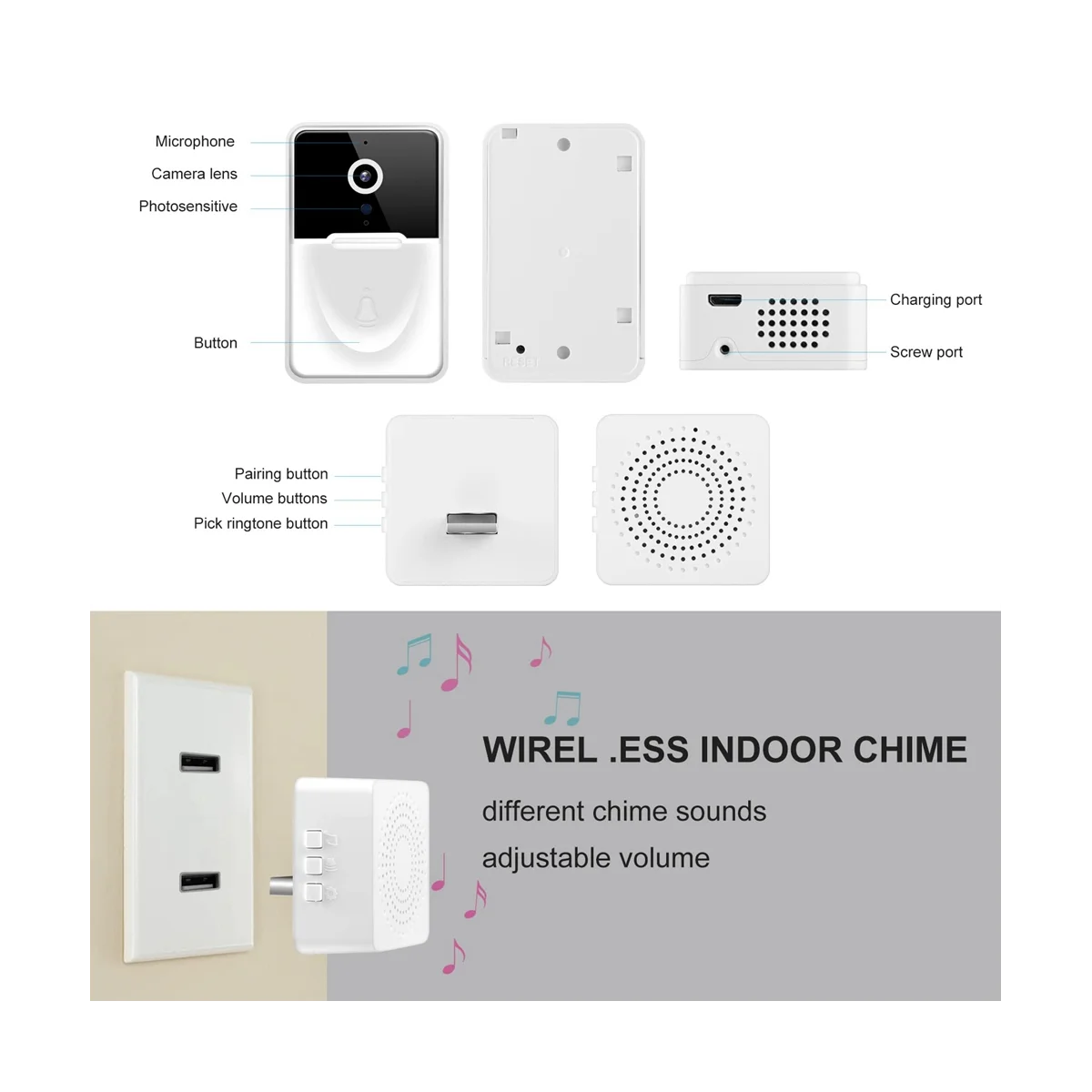 X3 Pro Doorbell Visual Remote Control Doorbell WiFi Wireless Variable Sound Punch Free Two-Way Intercom Camera