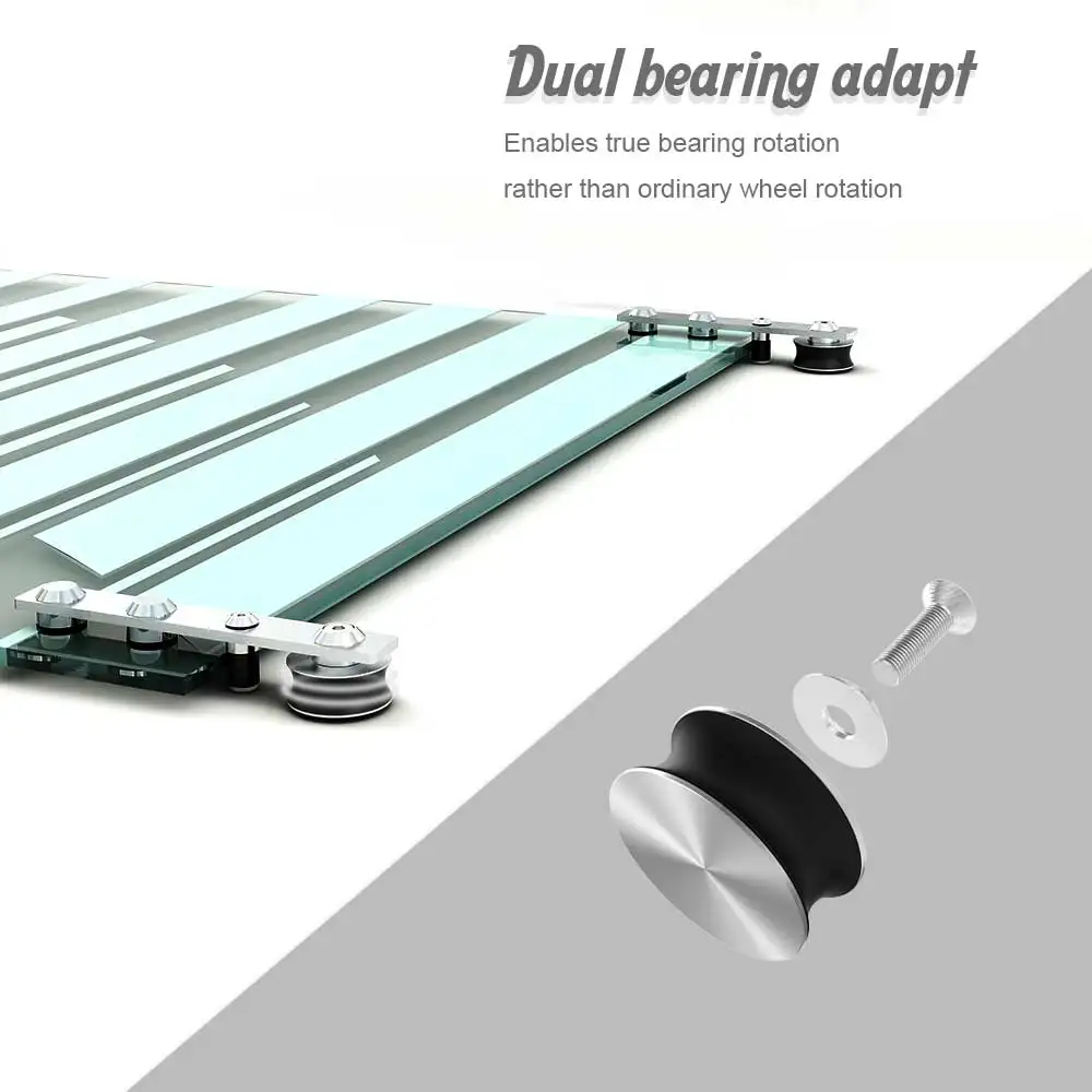 Sliding Barn Door Hardware Clsoet for Double Door Track Kit Stainless Steel Smoothly Silently Barn System I Shape for Glass Door