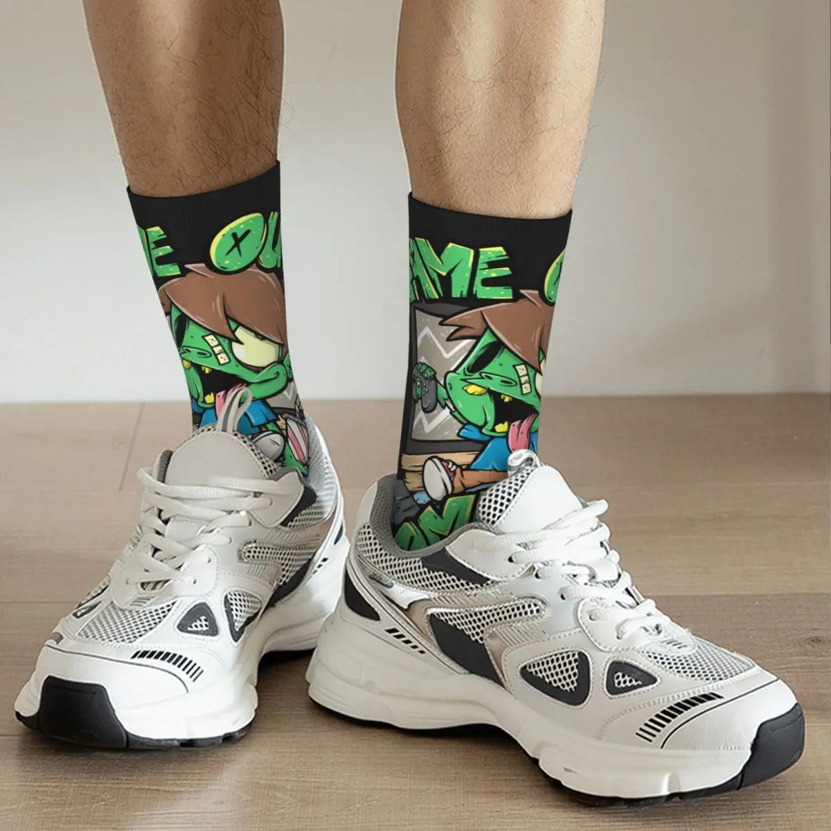 Herren Kompression socken Zombie Kind Spieler Retro Harajuku Zombie Video Gamer Street Style Neuheit nahtlose Crew verrückte Socke