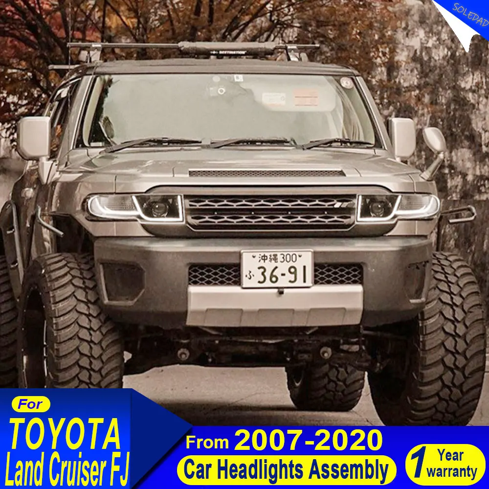 

Фары для Toyota FJ Cruiser 2007-2020 светодиодные автомобильные фары в сборе, обновление Land Rover Design, бифокальные линзы, автомобильные передние лампы