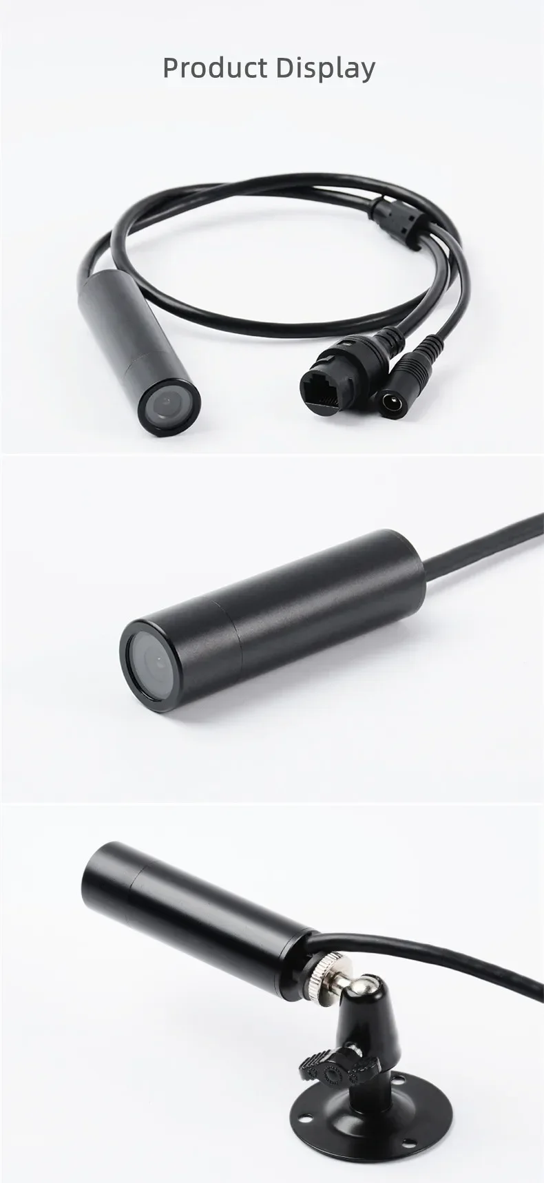 شبكة معدنية HD 1080P 5MP Mini Bullet IP 20 * 80 مم كاميرات الويب الصناعية