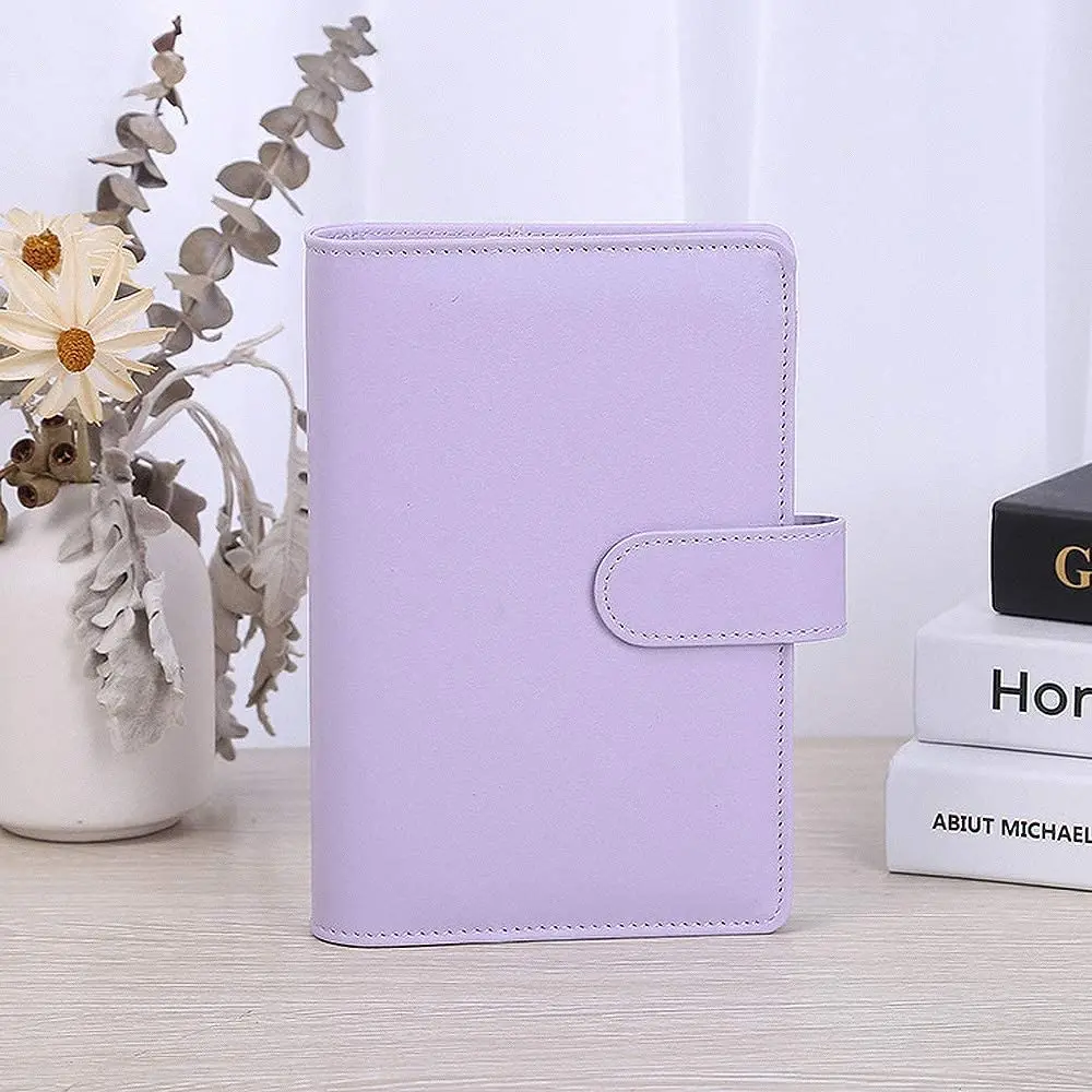 2 Pieces A6 PU Leather Notebook Refillable Budget Binder for A6 Filler Paper,Personal Planner Binder Cover with Magnetic Buckle