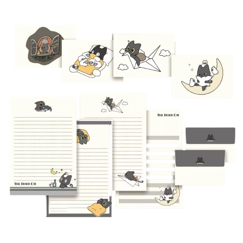 

1 Set Little Black Cats Letter Paper with Envelope Set Stationery Paper Set with Envelopes Lovely Writing Paper