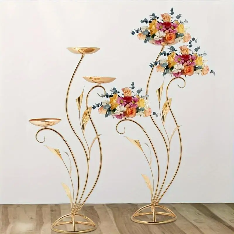 10PCS Gold Flower Stand Candle Rack For Wedding Birthday Party Decor Festival Celebration Backdrop Home Engagement Gift