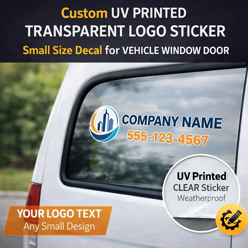 Bulk Custom UV Printed Transparent Logo Stickers Small Clear Decals Same Design 10 20 30 PCS view 5