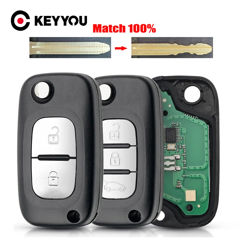 KEYYOU With Cutting Service ID46 PCF7961 433MHz Car Key For Renault Clio Master Kangoo Modus Twingo Megane Fluence SM3 Mercedes