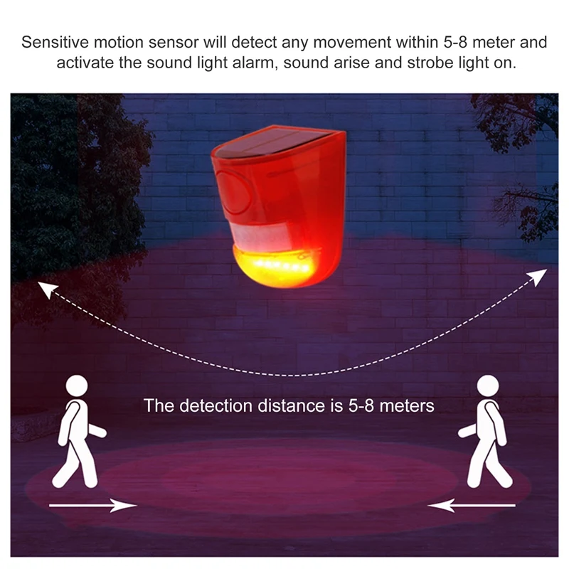 3 Pack Solar Strobe Light With Motion Sensor Alarm 129DB Sound Security Siren IP65 Waterproof For Villa Farm Yard Garden