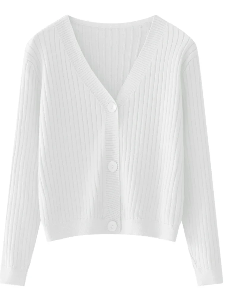 

Women 2025 Cardigans Sweater V-neck Spring Summer Knitted Cardigans Solid Single Breasted Womens Sweaters