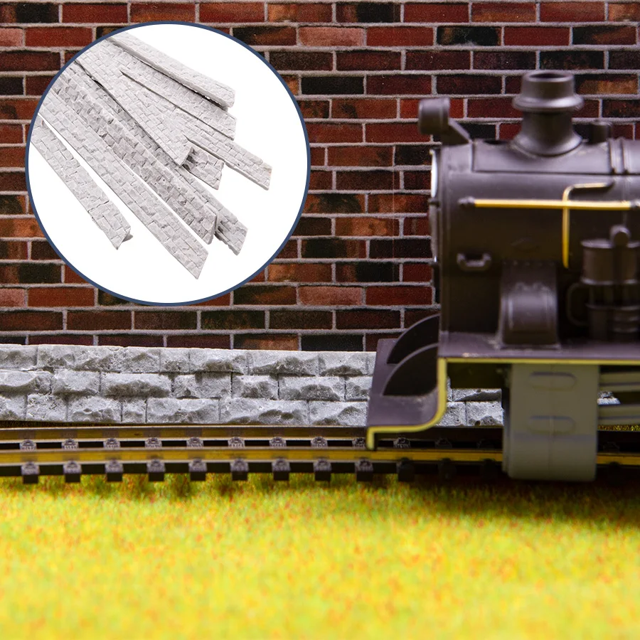 

3pcs Simulation Brick Wall Slope Protection Strip Materials HO Scale 1:87 Model Building Sand Table Railway Scene Layout Kits