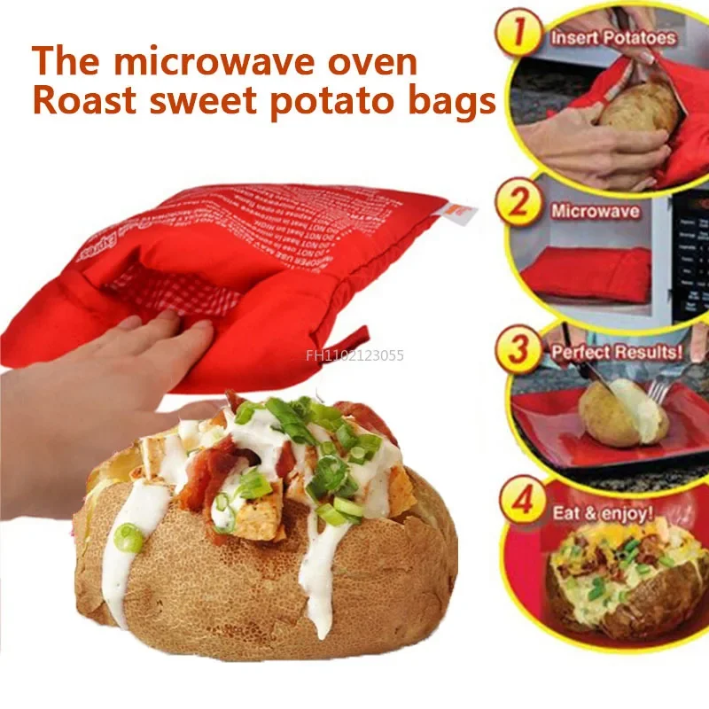 Microwave Potato Bag Reusable Express Microwave Potato Cooker Bag Baked Potato Cooker Perfect Potatoes 4 Minutes Red Baked Pouch