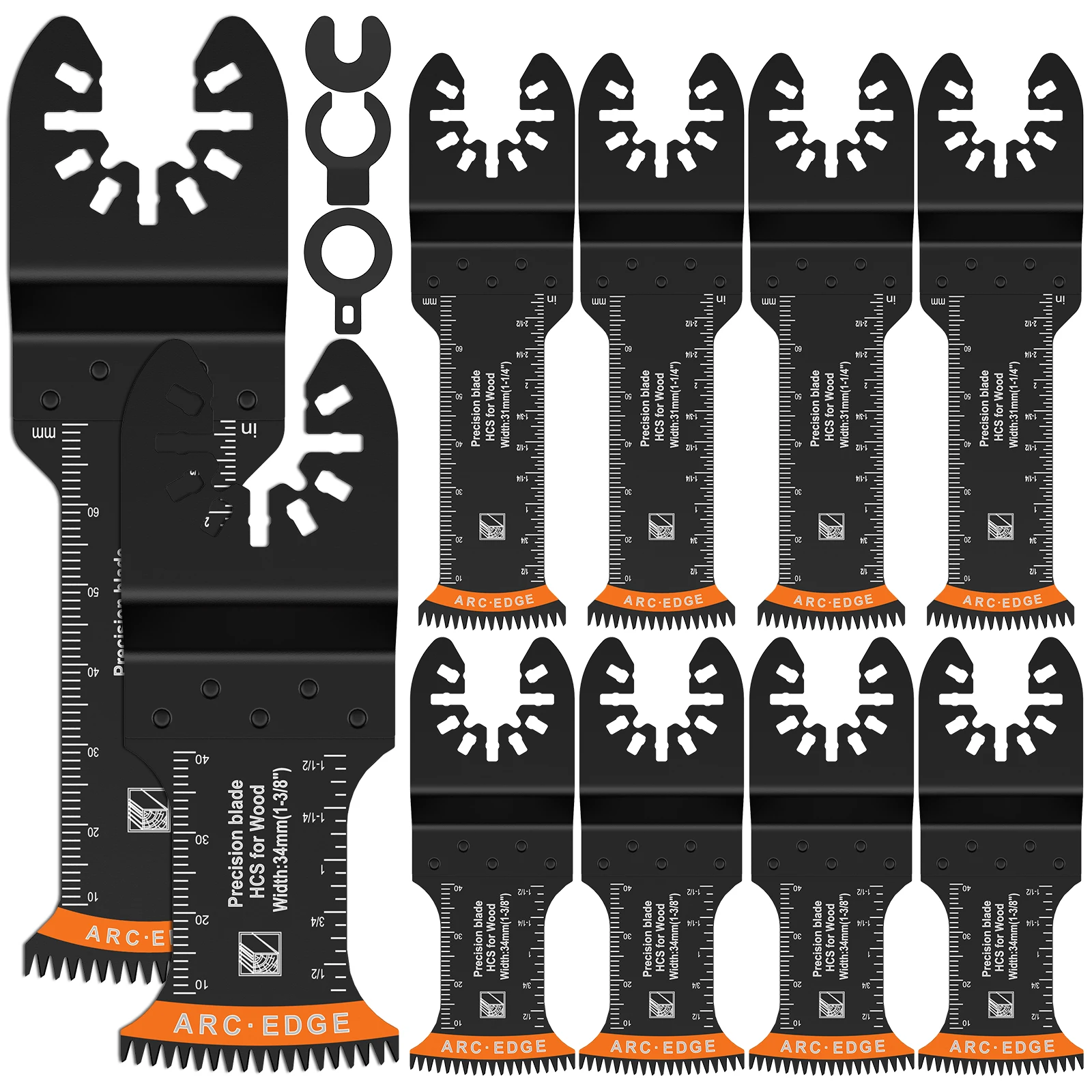 8/10 Stuks Japanse Oscillerende Zaagbladen HighCarbon Teel Bi-Metaal Gebogen Rand Multitool Blades Sharp Slijtvast Snijblad