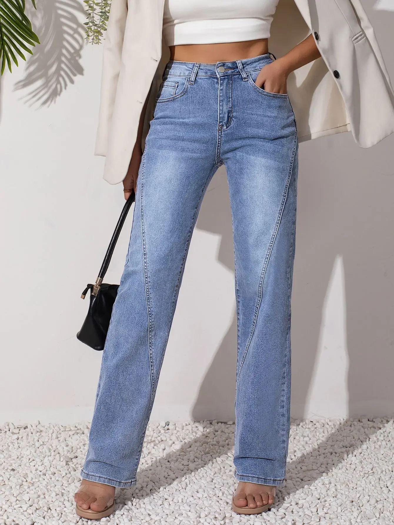 

Джинсы для женщин Y2k Джинсы Синие эластичные прямые брюки Классические удобные джинсовые брюки Винтажный стиль Повседневная одежда