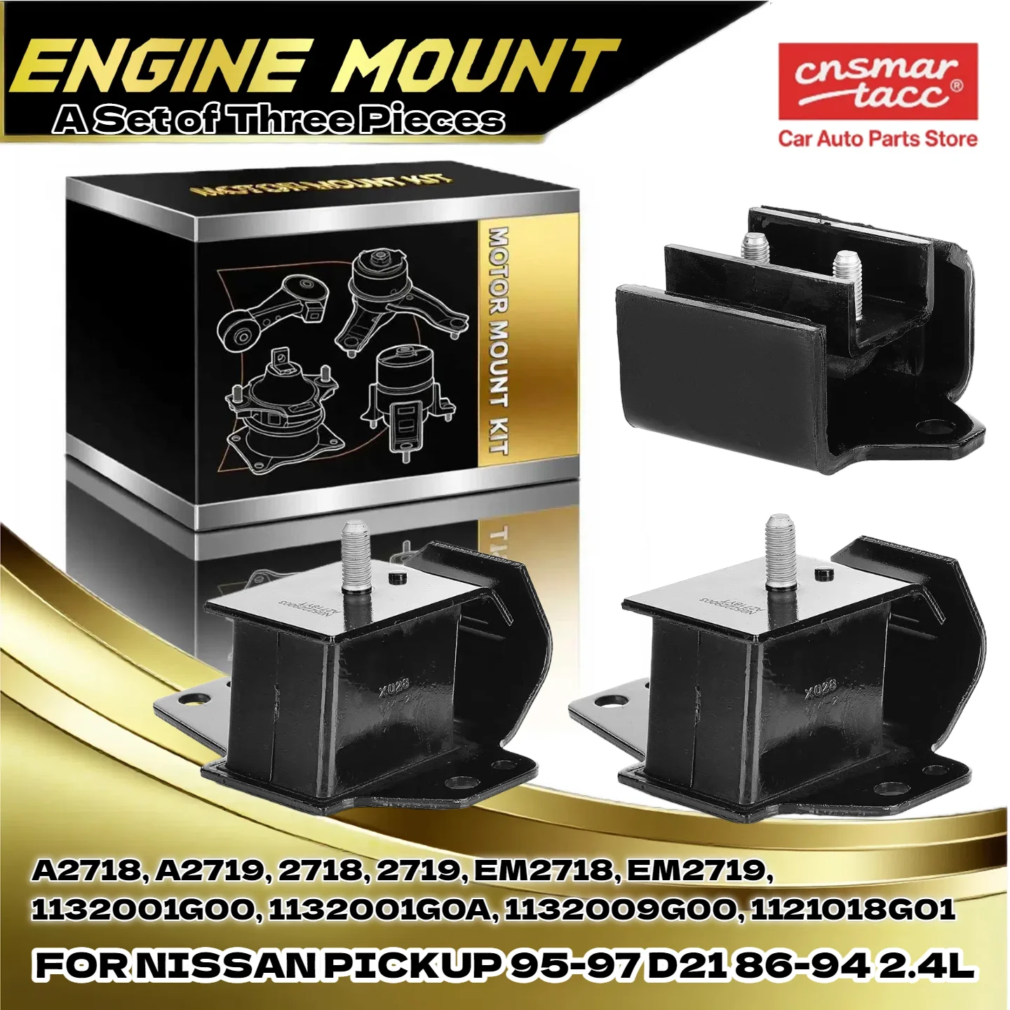 

3x Engine Motor & Transmission Mount for Nissan Pickup 95-97 D21 86-94 L4 2.4L 1132001G00, 1132001G0A, 1132009G00, 1121018G01