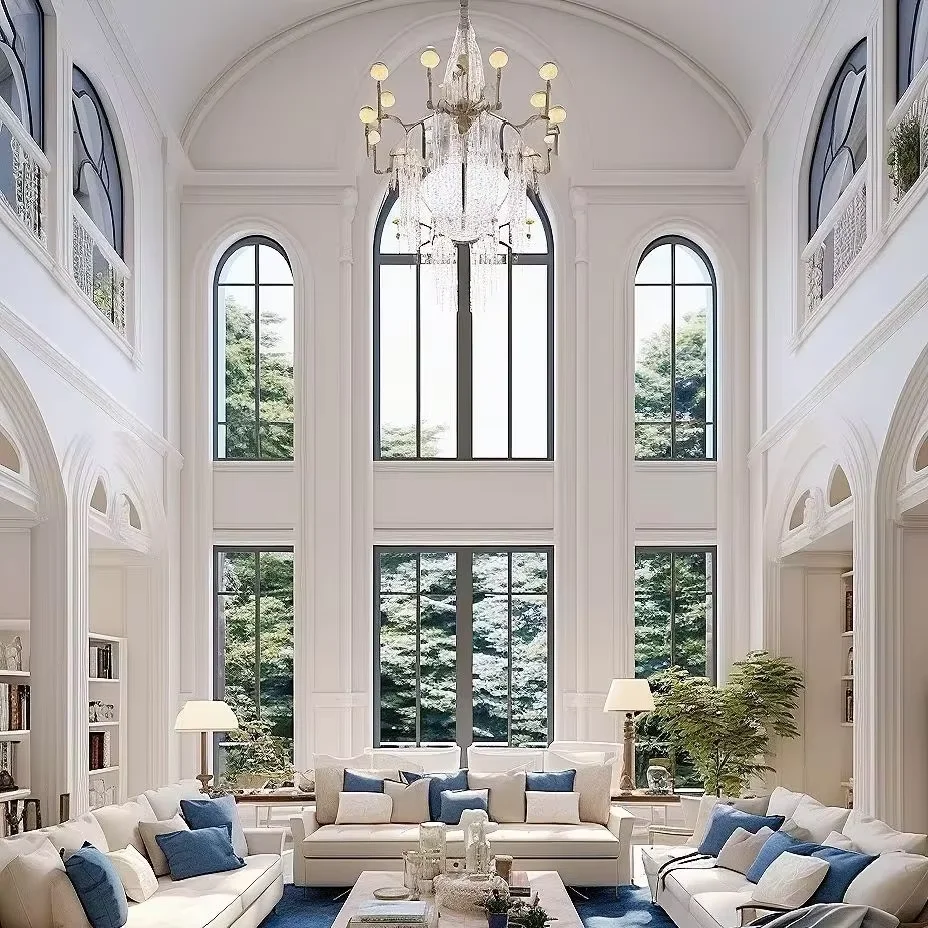 

Изготовленная на заказ вилла серии 130, металлическое арочное окно из алюминиевого сплава с французской стулкой