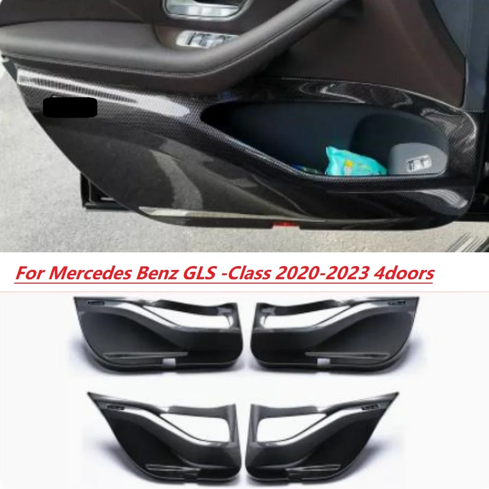 Carbon look door kick plate For Mercedes Benz A C E S GLC GLE GLB GLS GLA CLA EQC Class 2016-2023