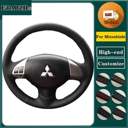 Braid Car Steering Wheel Cover For Mitsubishi Lancer X Outlander 2006-2015 ASX Colt Hand Sewing Microfiber Leather Steering Wrap