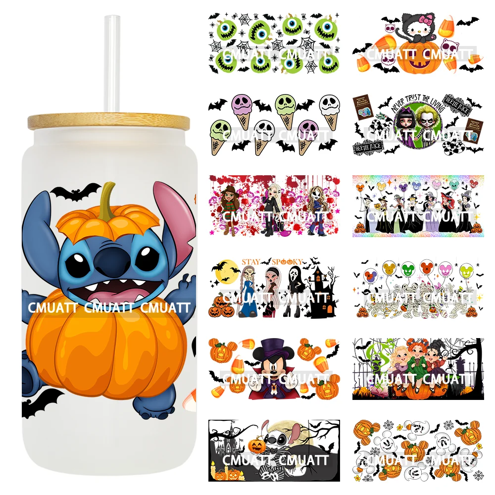 Trick Or Treat Halloween Costume 16OZ UV DTF Cup Wrap Transfer Stickers Custom Labels DIY Waterproof Logo For Libbey Glass Can