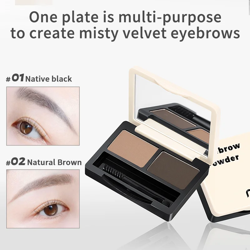 2-Color Eyebrow Powder Palette with Vitamin E,Long-Lasting,Waterproof,Smudge-Proof,Sculpt Natural Eyebrow Makeup for Sparse Brow