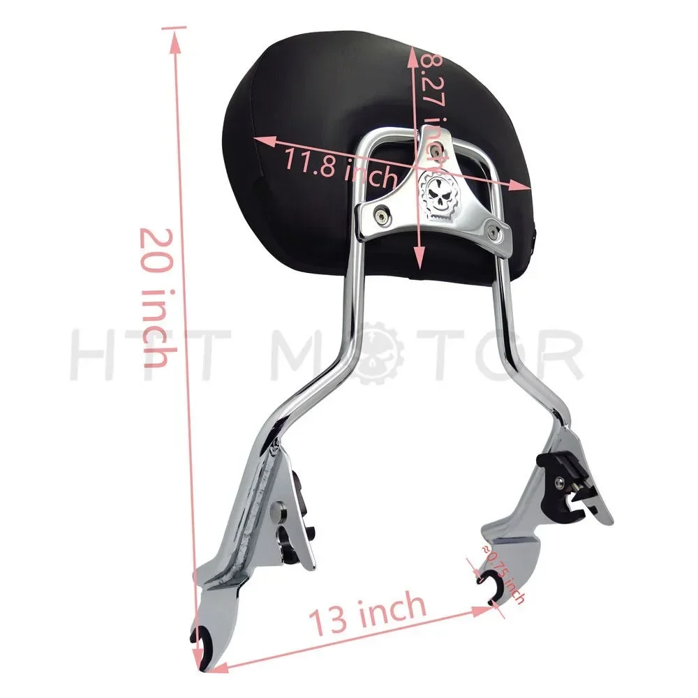 SKULL Detachable Sissy Bar W/Backrest Pad for 1997-later Harley Davidson Touring Motorcycle Accessories view 3