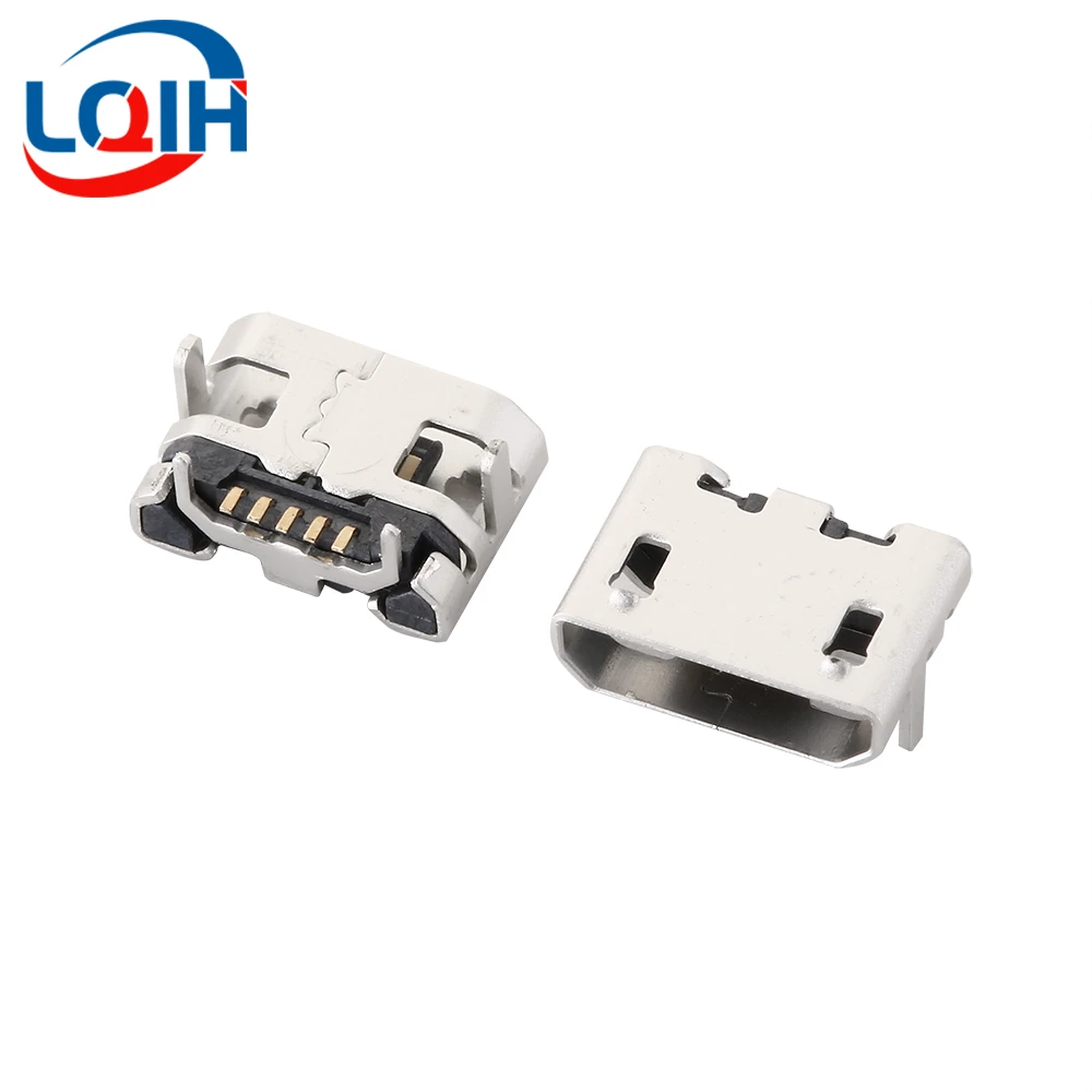 10PCS Micro USB Female Base B-type Four Pin Plug Board 5S Horn Type Borderless 5pin Charging Socket Connector