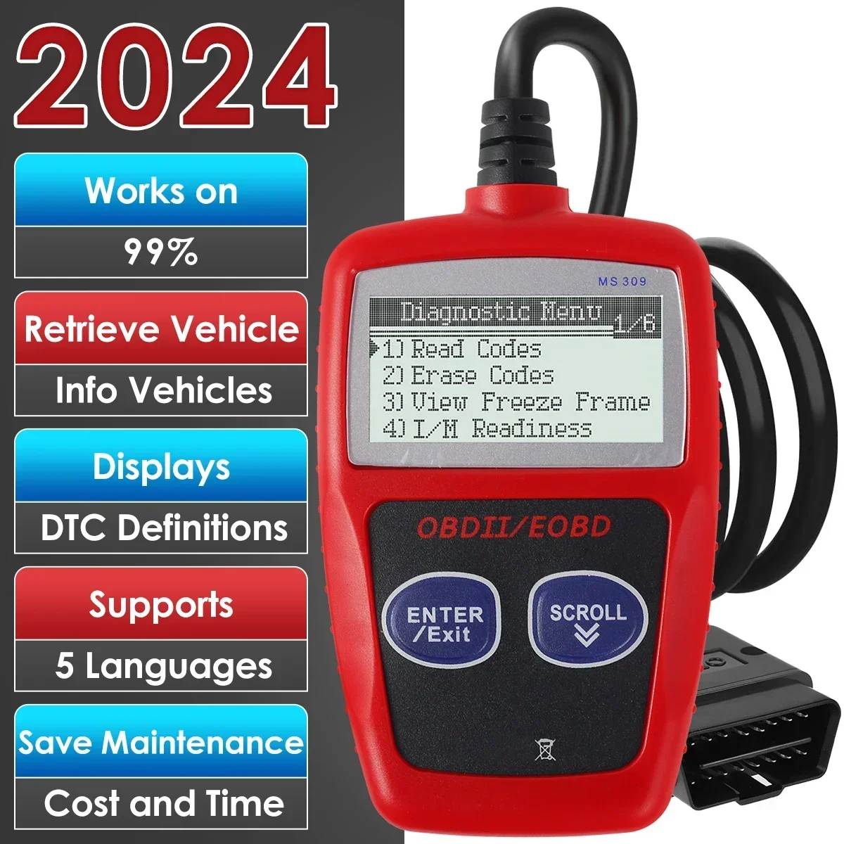 

Multifunctional Car Fault Code Reader, Precise Engine Diagnostic Scanner, Scanner Tool,Read and Erase, Code View for Peugeot