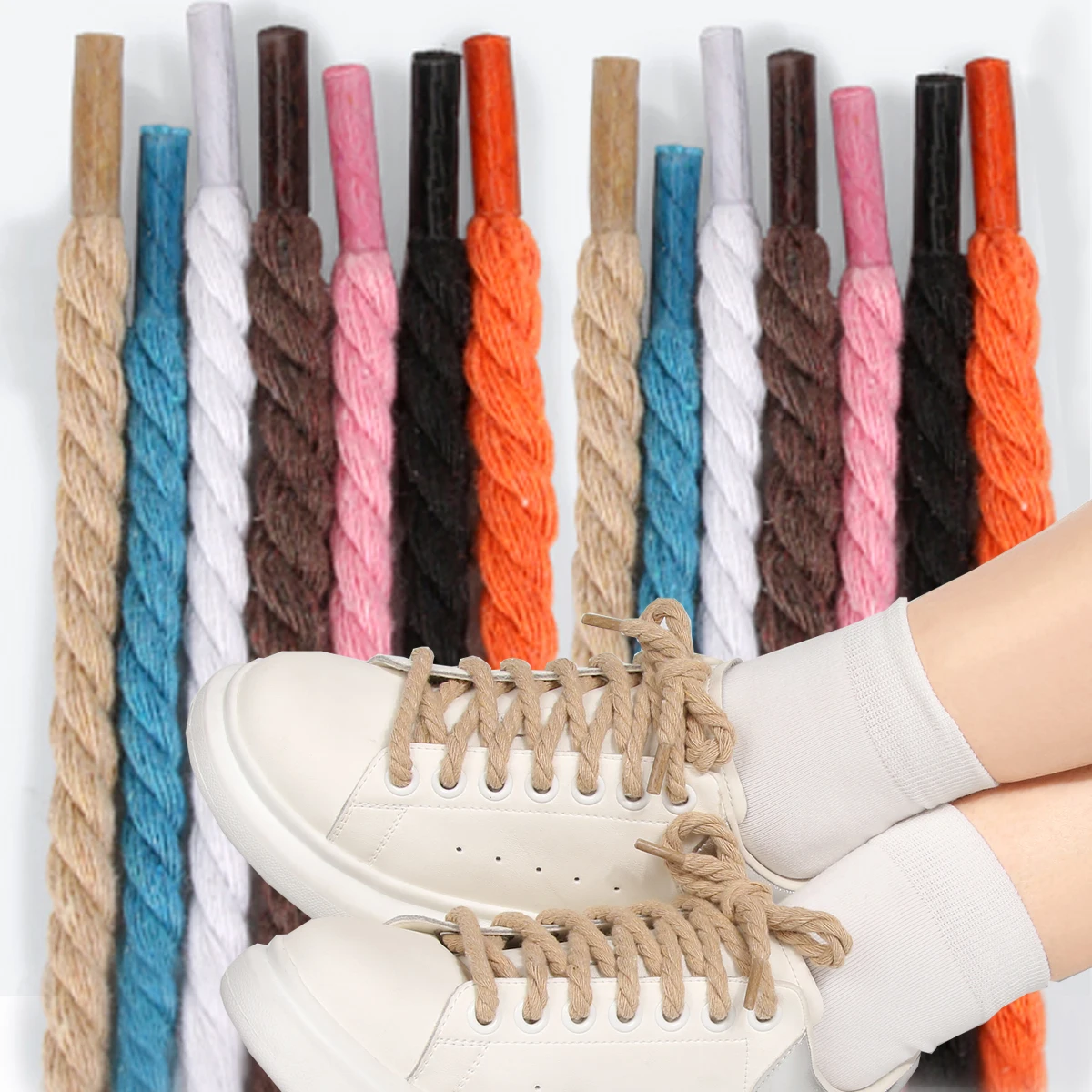 (2 pairs)High Quality Thick Round Polyester Shoelaces - Durable Replacement Laces for Sneakers Boots