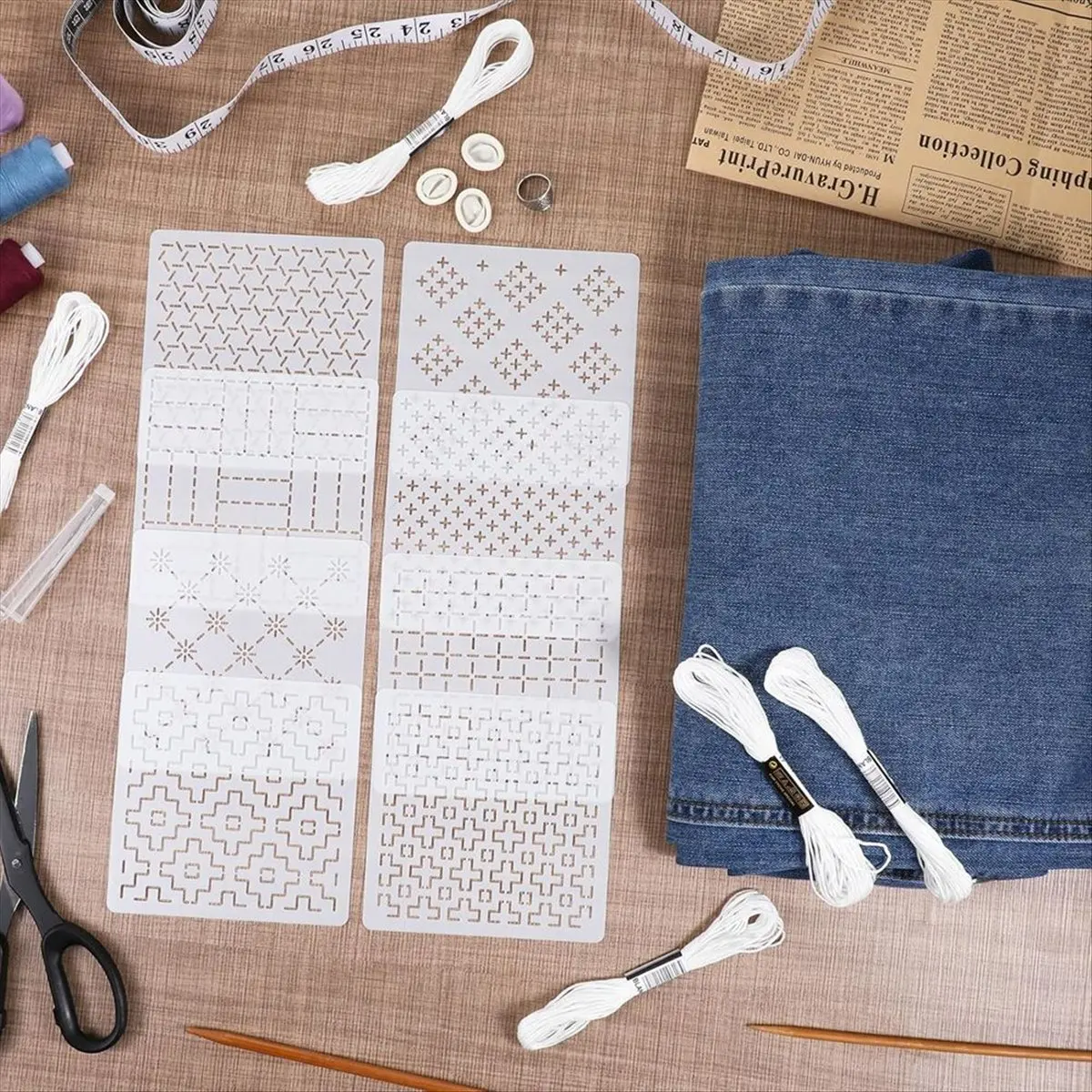 

AT16 24 шт. пластиковый набор трафаретов 4,7 х 4,7 дюйма шаблон с геометрическим узором рисунок линии вышивки для начинающих