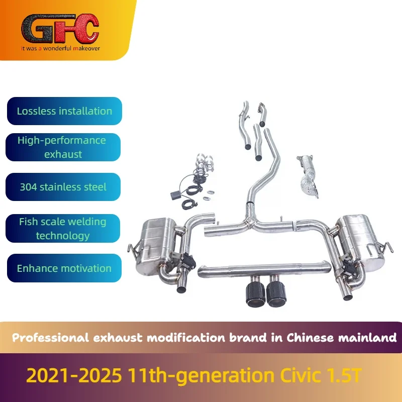 

GFC brand for the 2021-2025 11th-generation CICIV 1.5T full-length centre dual outlet high-performance variable valve exhaust