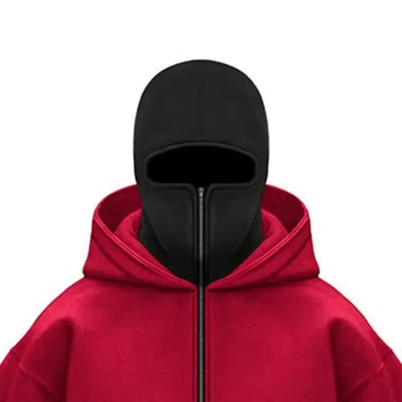 

Adult Zipper Hooded Sweatshirt Soft Fleece Jacket With Hoodie Mask Men Women Windbreaker Casual Outwear Loose Sports Coat Tops