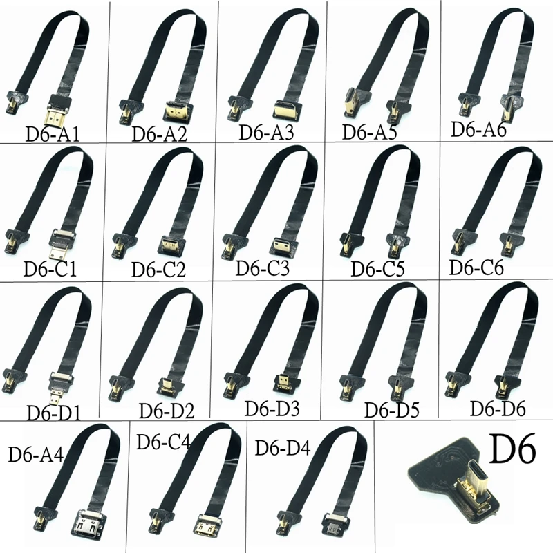 HDMI FPV HDMI Ffc HDMI ริบบิ้นสาย90องศา Mini/Micro HDMI มาตรฐาน HDMI PCB Connector 20pin Fpv Micro Hdmi 5ซม.