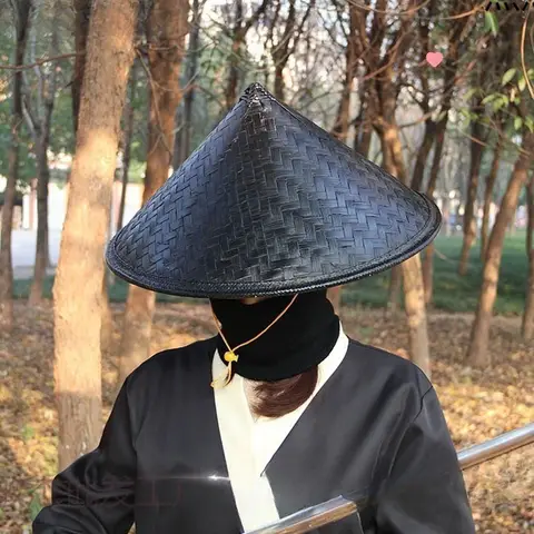 Cappello da samurai Cappello da ninja cosplay Cappello da sole tradizionale samurai giapponese per uomo Feste in costume per spettacoli teatrali Piccolo cappello intrecciato