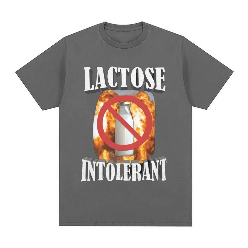 Funny Lactose Intolerant Graphic T-shirt Men\'s Clothing Fashion Hip Hop Vintage Short Sleeve T-shirts Cotton Tee Shirt Oversized