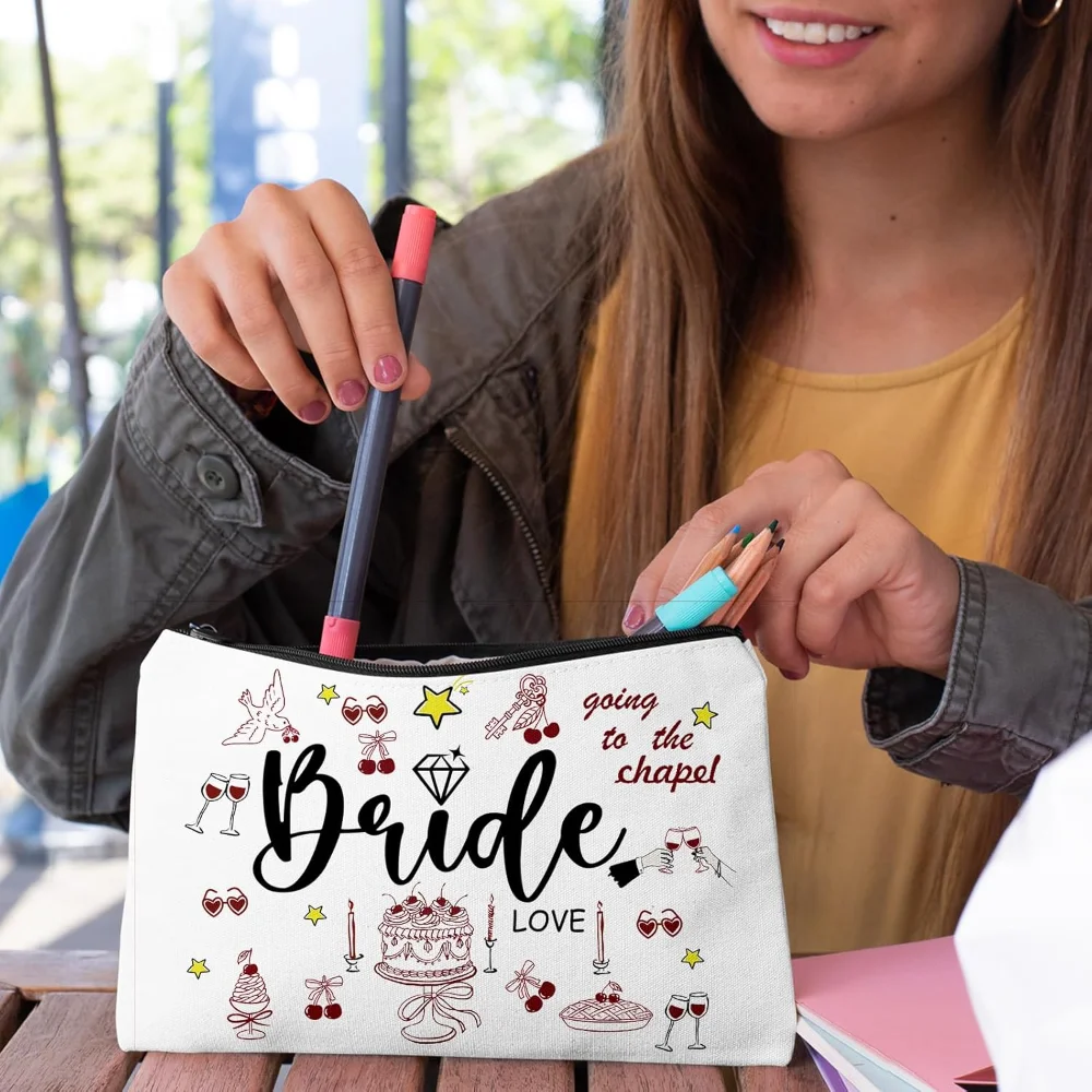Make-up-Tasche für Hochzeiten und Brautpartys, tragbare Reisetasche für Kosmetikartikel, Aufbewahrungstasche, ein schönes Geschenk für die Braut, die Brautjungfern oder für eine Verlobungsfeier. – Detail 2